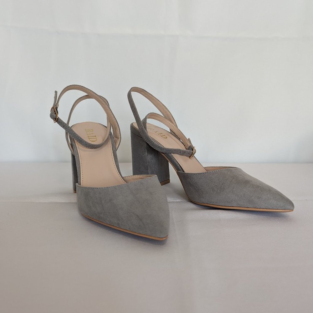 RAID Neima Gray Block Heels - Wide Fit